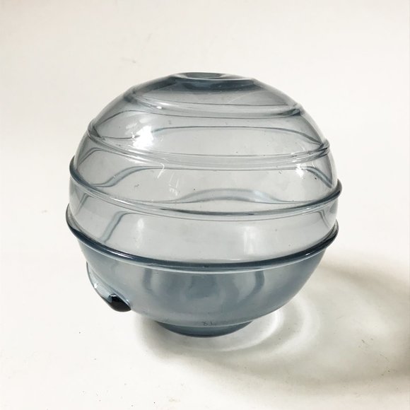 Frederick Warren Blue Art Glass Orb Sphere Oil Lamp Vase Signed 1981 - Picture 6 of 7